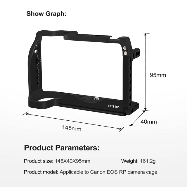 Alt view image 5 of 7 - EOS RP Cage, EOS RP Camera Cage for Canon EOS RP | With Cold Shoe Mount,Compatible with ARRI 3/8"Interface or Left/Right Side Handle