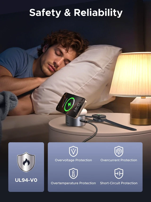 Alt view image 6 of 7 - UGREEN Qi2 15W 3-in-1 MagSafe-Compatible Foldable Wireless Charging Station | Compact & Adjustable Design,Charging Stand for iPhone 18-12 series, Apple Watch and AirPods, Include 45W Charger