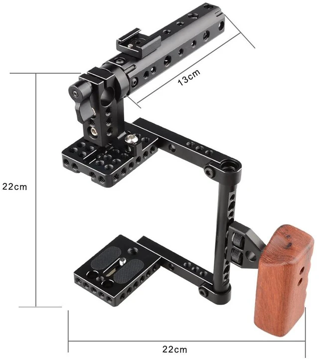Alt view image 3 of 7 - CAMVATE DSLR Camera with Cage Top Handle Wood Grip for 600D 70D 80D - 1373