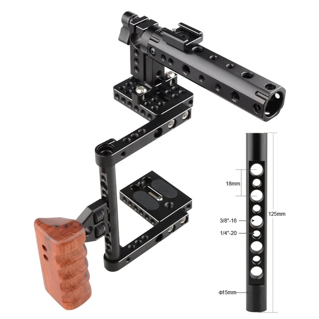 Alt view image 5 of 7 - CAMVATE DSLR Camera with Cage Top Handle Wood Grip for 600D 70D 80D - 1373