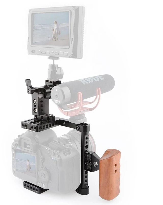 Alt view image 6 of 7 - CAMVATE DSLR Camera with Cage Top Handle Wood Grip for 600D 70D 80D - 1373