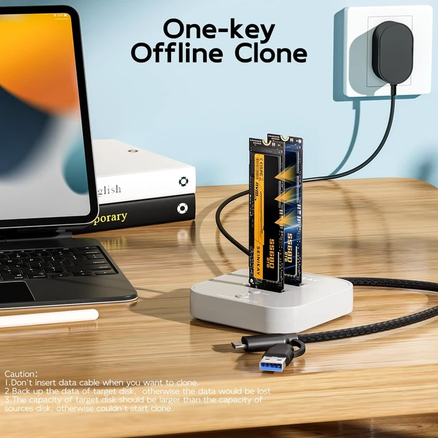 Alt view image 2 of 7 - SEINIKAY NVMe Cloner 20Gbps M.2 SSD Duplicator with C to C-A Cable, Offline Clone, Tool-Free Adapter Reader M.2 Docking Station, Progress LED & Fast Heat Dissipation