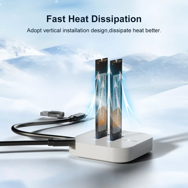 Alt view image 7 of 7 - SEINIKAY NVMe Cloner 20Gbps M.2 SSD Duplicator with C to C-A Cable, Offline Clone, Tool-Free Adapter Reader M.2 Docking Station, Progress LED & Fast Heat Dissipation