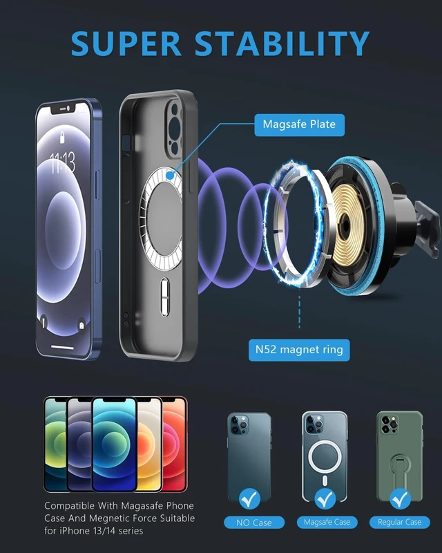 Alt view image 3 of 7 - BEHAVE Magnetic Wireless Car Charger for Mercedes Benz GLB Class 2020-2024,15W Fast Charging Phone Holder with Cooling Fan,Phone Mount Compatible with Magsafe,iPhone,Android Phones