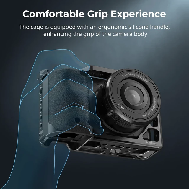 Alt view image 3 of 7 - SmallRig Cage with Silicone Handgrip & Cold Shoe for Sony a6100, a6300, a6400-3164