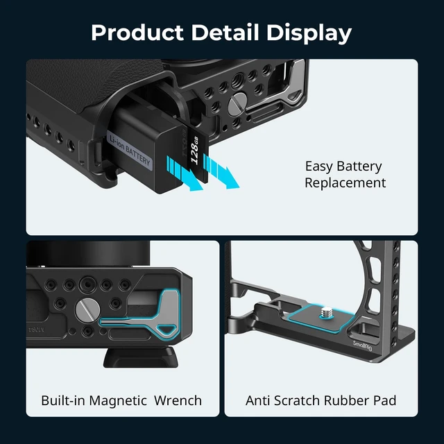 Alt view image 6 of 7 - SmallRig Cage with Silicone Handgrip & Cold Shoe for Sony a6100, a6300, a6400-3164