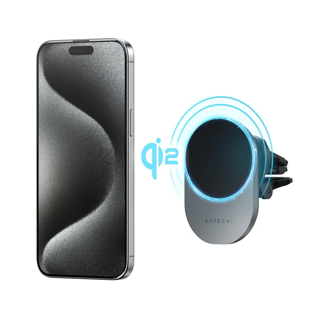 Alt view image 2 of 7 - Satechi Qi2 Wireless Car Charger, 15W Fast Charging | Travel-Friendly Air Vent Mount, for iPhone 18 to 12 series
