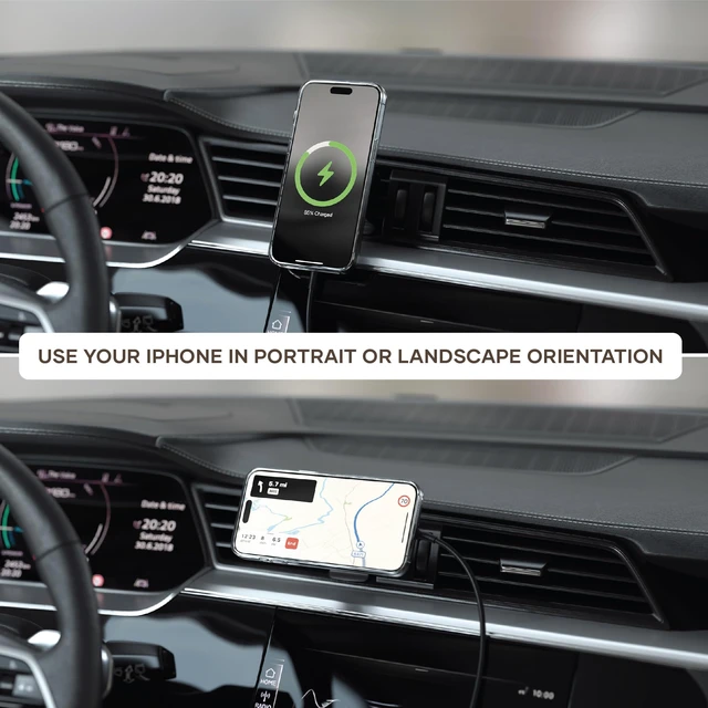 Alt view image 5 of 7 - Satechi Qi2 Wireless Car Charger, 15W Fast Charging | Travel-Friendly Air Vent Mount, for iPhone 18 to 12 series