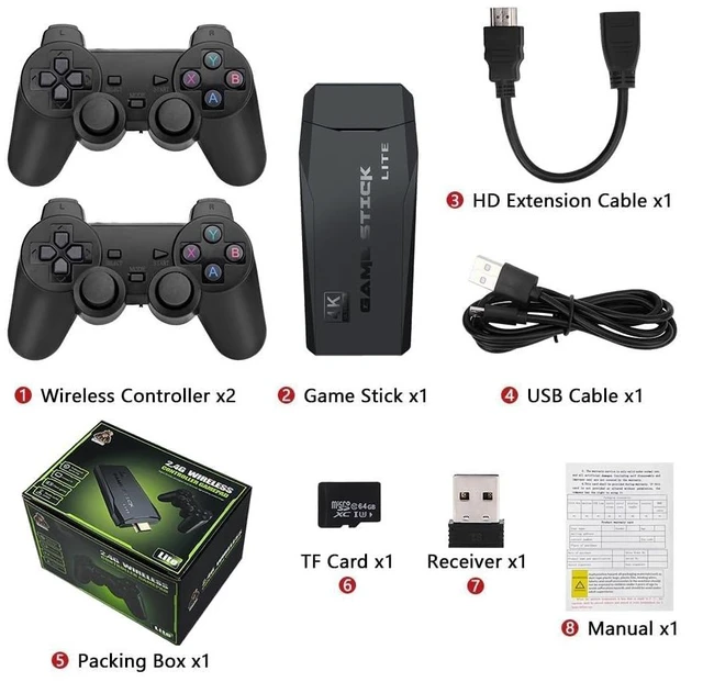 Alt view image 7 of 7 - 2027 Retro Game Console, 20,786+ Gaming Stick with Classic Video Games,64GB | 27 Emulators Gaming Stick, 4K HD Plug & Play Game Console Compatible with TV PC Projector with 2 Wireless Controllers