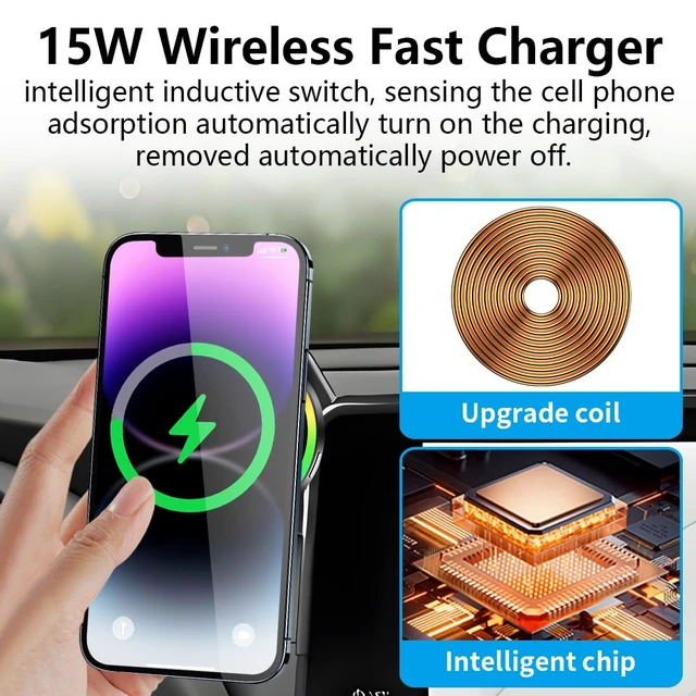 Alt view image 3 of 7 - Car Magnetic Phone Mount for Toyota Grand Highlander 2024 2025 2026 and Grand Highlander Hybrid 2024-2026 Auto Accessories Best Cellphone Holder Fast 15W Wireless Charger Cell Phones Charging Stand