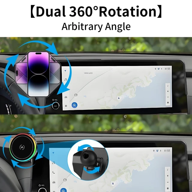 Alt view image 5 of 7 - Car Magnetic Phone Mount for Toyota Grand Highlander 2024 2025 2026 and Grand Highlander Hybrid 2024-2026 Auto Accessories Best Cellphone Holder Fast 15W Wireless Charger Cell Phones Charging Stand