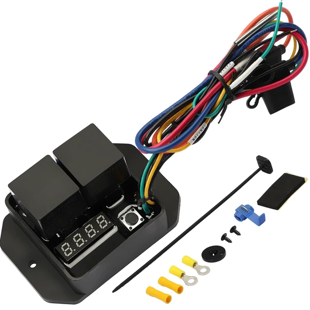 Main image of 12V/24V Fans Controller Switch #0444, Temperature Range 104F to 230F, LED Real-Time Display, Thermatic Dual Fan Relay Kit, Digital Radiator Electric Fan Controller Switch Kit