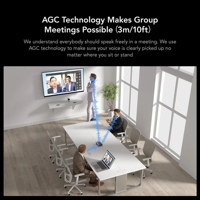 Alt view image 5 of 7 - NUROUM A05B(2nd Gen) Bluetooth Conference Speaker and Microphone, Portable Wireless Speakerphone with Noise Canceling Mic, 16ft Voice Picked Up Computer Speakers for Desktop PC/Laptop/Business Trips