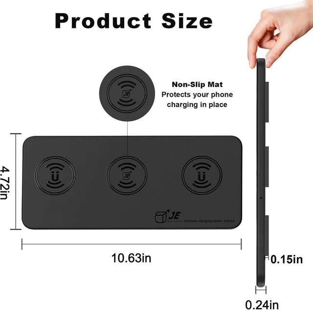 Alt view image 3 of 7 - Magnetic Wireless Charger Pad - 3 in 1 Fast Mag-Safe Charging Station for iPhone 17/16/15/14/13/12 Series, AirPods 4/3/2 Pro, 15W Wireless Charging Mat/Pad for Apple Multiple Devices(with Adapter)