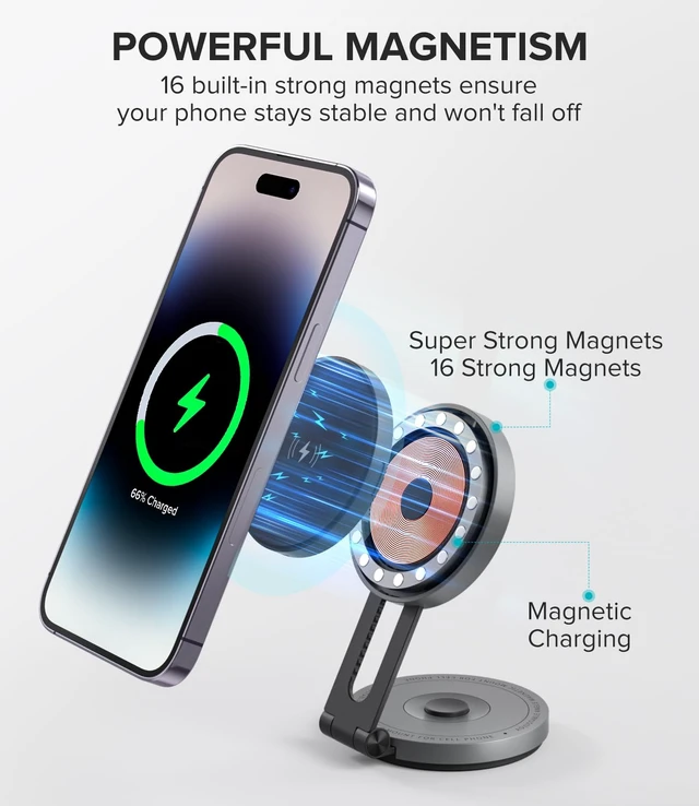 Alt view image 3 of 7 - ZIKE MagSafe Car Mount Charger, Qi2 Certified 15W Magnetic Charger | Tesla Model 3/Y, 360° adjustable Car Phone Holder, Wireless Charging Station for iPhone 17/16/15/14