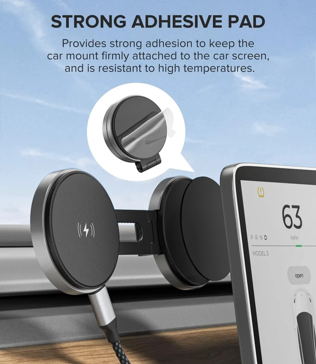 Alt view image 6 of 7 - ZIKE MagSafe Car Mount Charger, Qi2 Certified 15W Magnetic Charger | Tesla Model 3/Y, 360° adjustable Car Phone Holder, Wireless Charging Station for iPhone 17/16/15/14