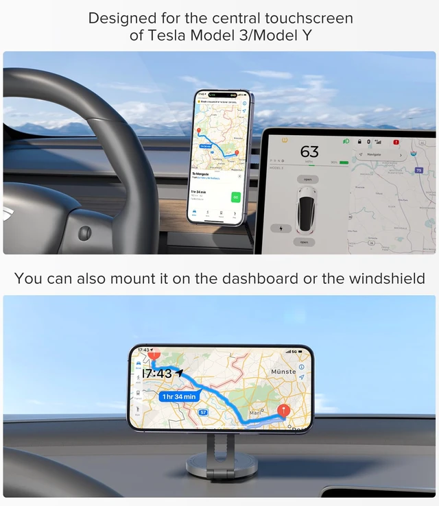 Alt view image 4 of 7 - ZIKE MagSafe Car Mount Charger, Qi2 Certified 15W Magnetic Charger | Tesla Model 3/Y, 360° adjustable Car Phone Holder, Wireless Charging Station for iPhone 17/16/15/14
