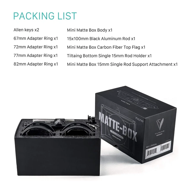 Alt view image 7 of 7 - Tilta Mini Matte Box | 15mm Rod Adapter & 4 Lens Adapters | Lightweight | Filter Support | Top Flag | Dual Cold Shoe Mount | Designed for Mirrorless, DSLR | MB-T15