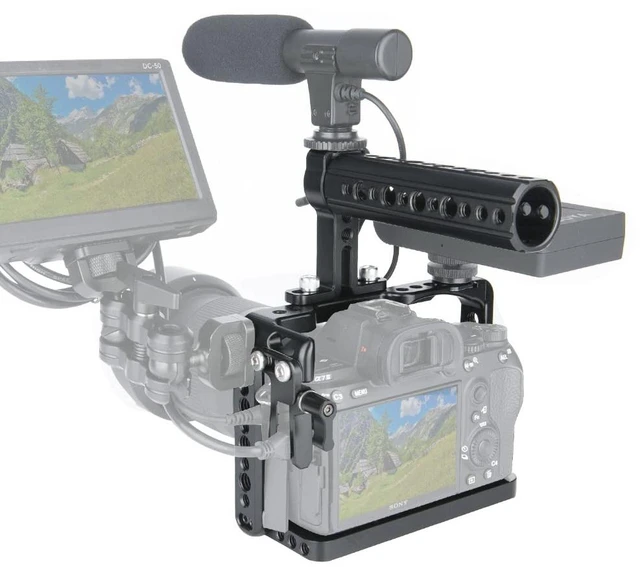 Alt view image 2 of 7 - NICEYRIG Camera Cage Kit for Sony A7RIII/ A7RIV/ A7III/ A7SIII/ A7RII- 190 | Built in Cold Shoe with Cheese Top Handle and Cable Lock HDMI Clamp for Sony A7SII/ A7II/ A9