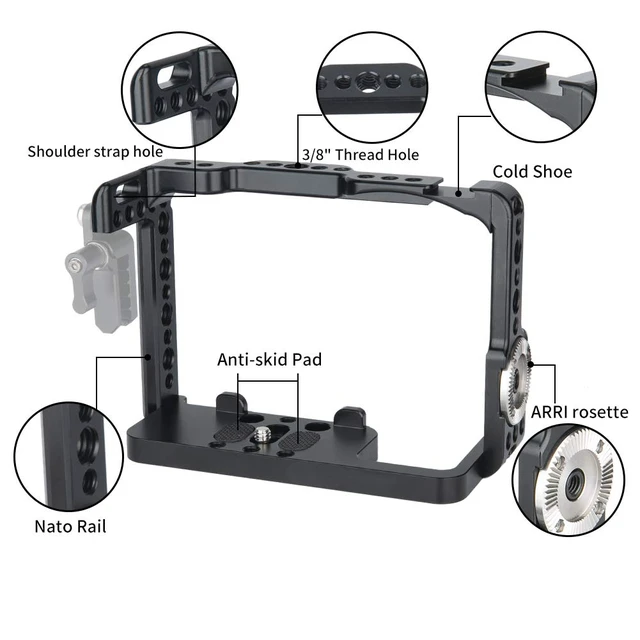 Alt view image 3 of 7 - NICEYRIG Camera Cage Kit for Sony A7RIII/ A7RIV/ A7III/ A7SIII/ A7RII- 190 | Built in Cold Shoe with Cheese Top Handle and Cable Lock HDMI Clamp for Sony A7SII/ A7II/ A9