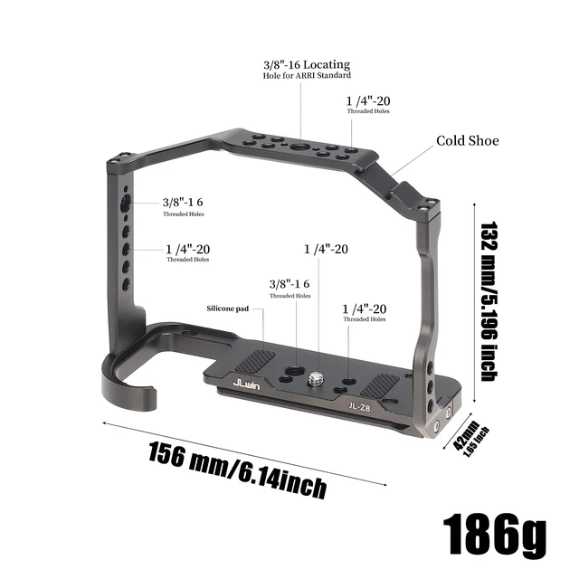 Alt view image 2 of 5 - Z8 Cage Support, Hersmay Video Stabilizer Camera Cage with Top Handle for Nikon Z8 Camera Cage Accessories DSLR Rig with Cold Shoe,Handle Locating Holes,Multiple 1/4" 3/8" Screw Holes