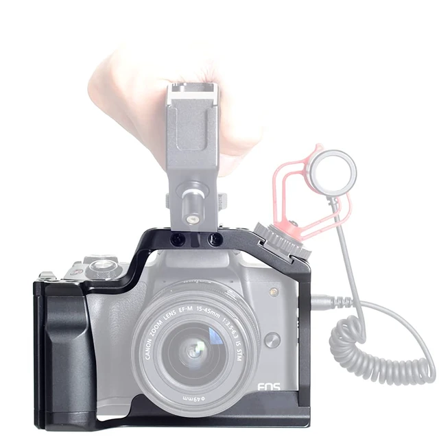 Alt view image 4 of 6 - Hersmay EOS M50 Mark II Camera Cage for Canon EOS M50II M50 M5 Mirrorless Vlogging Camera Kit with Cold Shoe,Handle Locating Holes,Multiple 1/4" 3/8" Screw Holes