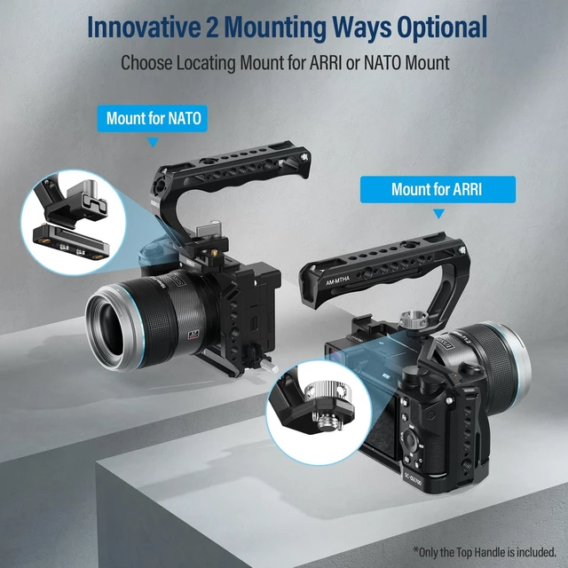 Alt view image 3 of 7 - SIRUI Top Handle with Locating Mount for ARRI and NATO Mount, All-Aluminium Camera Cage Handle Grip with Cold Shoe with Safety Pin, Multiple Threaded Holes, AM-MTHA, Pack of 1