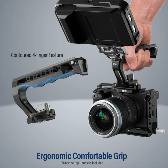 Alt view image 5 of 7 - SIRUI Top Handle with Locating Mount for ARRI and NATO Mount, All-Aluminium Camera Cage Handle Grip with Cold Shoe with Safety Pin, Multiple Threaded Holes, AM-MTHA, Pack of 1