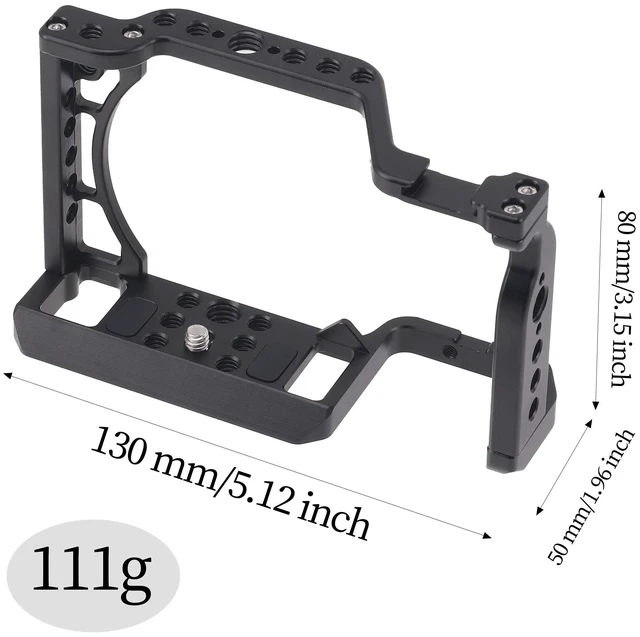 Alt view image 2 of 7 - Hersmay A6500/A6400/A6300 Camera Cage Video Stabilizer with Top Handle for Sony A6500 A6400 A6300 A6000 A6100 Cameas DSLR Rig with Cold Shoe,Handle Locating Holes,Multiple 1/4" 3/8" Screw Holes
