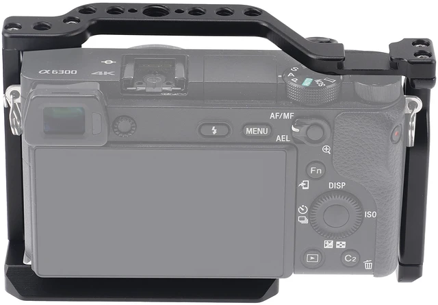 Alt view image 4 of 7 - Hersmay A6500/A6400/A6300 Camera Cage Video Stabilizer with Top Handle for Sony A6500 A6400 A6300 A6000 A6100 Cameas DSLR Rig with Cold Shoe,Handle Locating Holes,Multiple 1/4" 3/8" Screw Holes