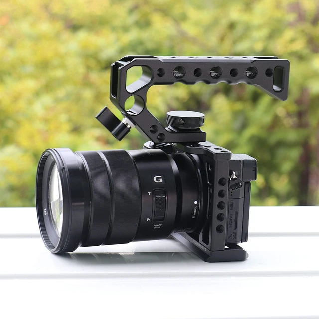 Alt view image 6 of 7 - Hersmay A6500/A6400/A6300 Camera Cage Video Stabilizer with Top Handle for Sony A6500 A6400 A6300 A6000 A6100 Cameas DSLR Rig with Cold Shoe,Handle Locating Holes,Multiple 1/4" 3/8" Screw Holes