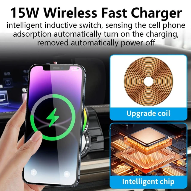 Alt view image 3 of 7 - LUNQIN Car Magnetic Phone Mount for Lexus ES 2013 2014 2015 2016 2017 2018 ES350 ES300h Auto Interior Accessories Best Cellphone Holder Fast 15W Wireless Charger Cell Phones Charging Screen Stand