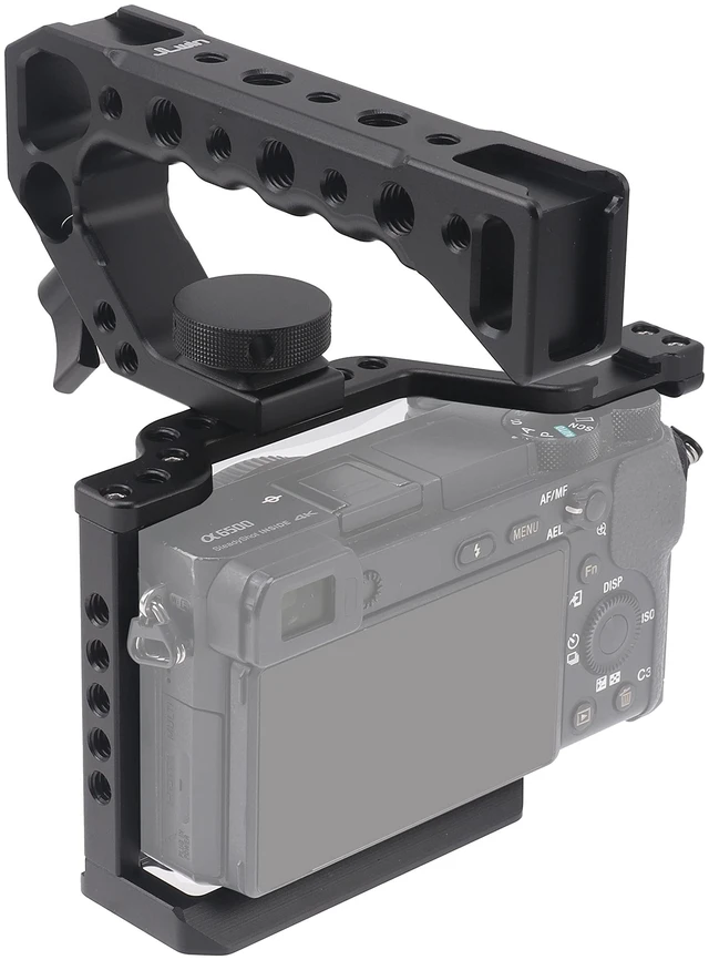 Alt view image 7 of 7 - Hersmay A6500/A6400/A6300 Camera Cage Video Stabilizer with Top Handle for Sony A6500 A6400 A6300 A6000 A6100 Cameas DSLR Rig with Cold Shoe,Handle Locating Holes,Multiple 1/4" 3/8" Screw Holes