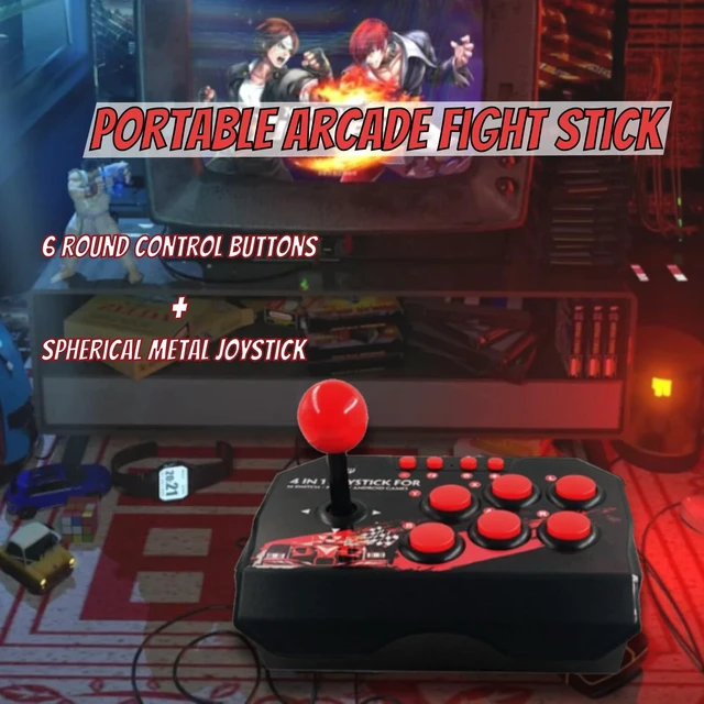 Alt view image 3 of 7 - EBTOOLS Portable Fight Stick, Fighting Stick Fighter USB Joystick Stick Buttons Controller for Switch/PC/PS3