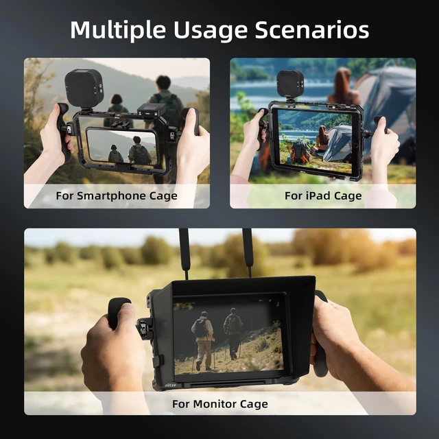 Alt view image 7 of 7 - Nitze Side Handle Kit with 1/4" Screw and Retractable Locating Pins- PA32D | 360° Adjustable, Left and Right Side Handles, For Smartphone / iPad / Monitor / Camera Cages