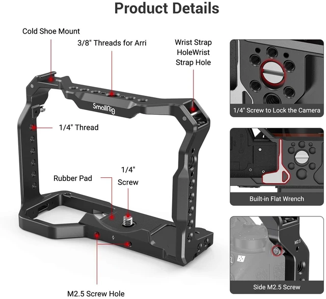 Alt view image 2 of 6 - SmallRig A7 III / A7R III / A9 Cage | for Sony Alpha 7 III / Alpha 7R III / Alpha 9, Multiple Mounting Points
