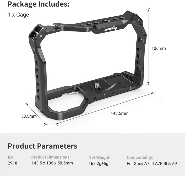 Alt view image 6 of 6 - SmallRig A7 III / A7R III / A9 Cage | for Sony Alpha 7 III / Alpha 7R III / Alpha 9, Multiple Mounting Points