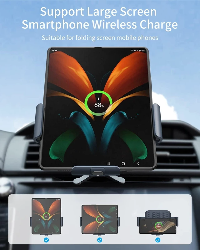 Alt view image 2 of 7 - Wireless Car Charger Mount,Phone Holder for Galaxy Z Fold 8 Ultra 7/6/5/4 | (Not for Z Fold8 Wide) Auto Clamp Dual Coil Fast Wireless Charging Car Vent Phone Holder,for iPhone 17,16,15,14 Series