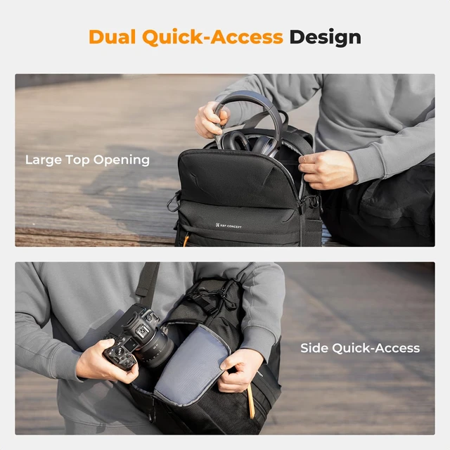 Alt view image 5 of 7 - K&F CONCEPT Ultra Lightweight Camera Backpack, Camera Bag with Rain Cover | 2 Cameras+3-5 Lenses, 15.8in Laptop Compartment, with Rain Cover & Tripod Strap, Quick Access, for Canon/Sony/Nikon, B23