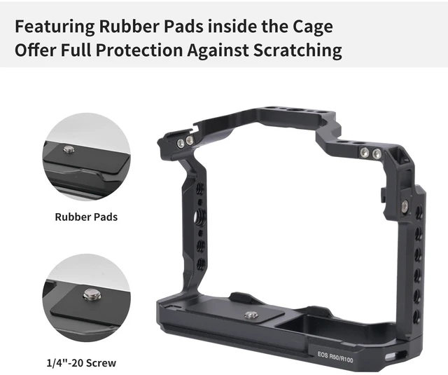 Alt view image 2 of 6 - EOS R100/R50 Camera Cage for Canon EOS R100 R50 Camera | EOS R50/R100 Cage with Cold Shoe Mount,Compatible with ARRI 3/8" Interface and Left/Right Side Handle