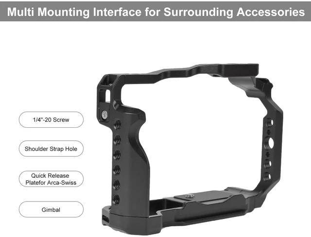 Alt view image 4 of 6 - EOS R100/R50 Camera Cage for Canon EOS R100 R50 Camera | EOS R50/R100 Cage with Cold Shoe Mount,Compatible with ARRI 3/8" Interface and Left/Right Side Handle