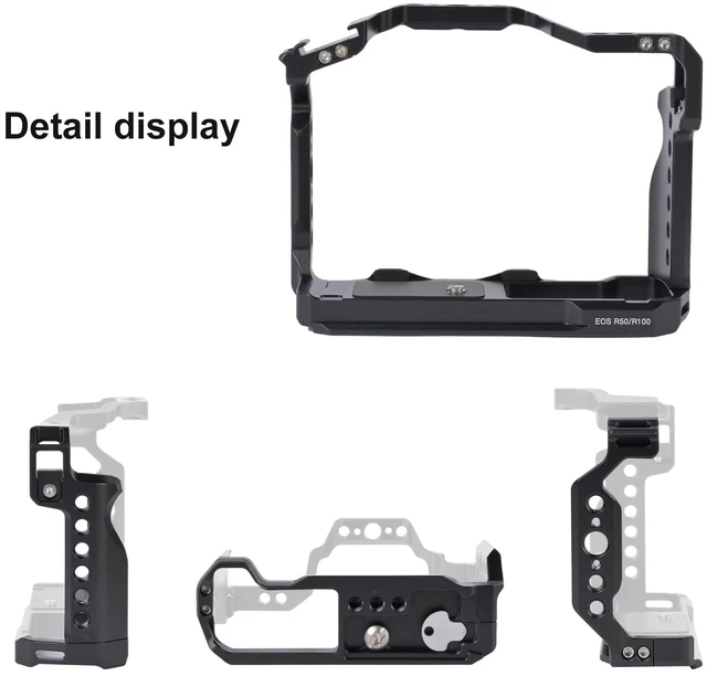 Alt view image 5 of 6 - EOS R100/R50 Camera Cage for Canon EOS R100 R50 Camera | EOS R50/R100 Cage with Cold Shoe Mount,Compatible with ARRI 3/8" Interface and Left/Right Side Handle