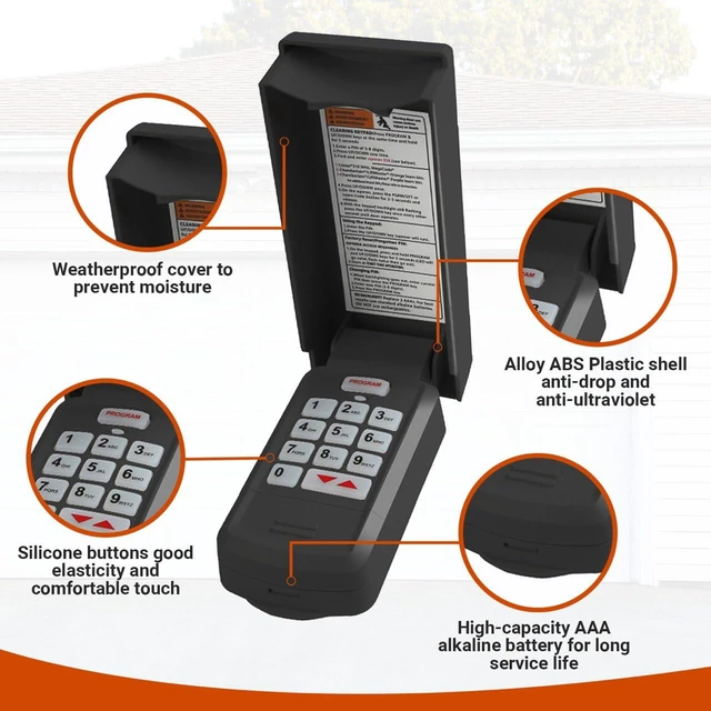 Alt view image 6 of 7 - Genie Garage Door Opener Keypad Replacement, Compatible with All Genie Intellicode Overhead Door Codedodger and Dip Switch Opener, Wireless Keypad Keyless Entry, for Model GK-R OKP-BX GUK-R etc.
