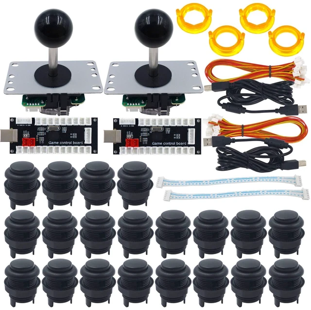 Main image of SJ@JX 2 Player Arcade Game DIY Kit Arcade Matt Frosted Black Button Twins USB Encoder Zero Delay 4&8 Way Arcade Fighting Joystick Controller for PC MAME Respberry Pi Retropie