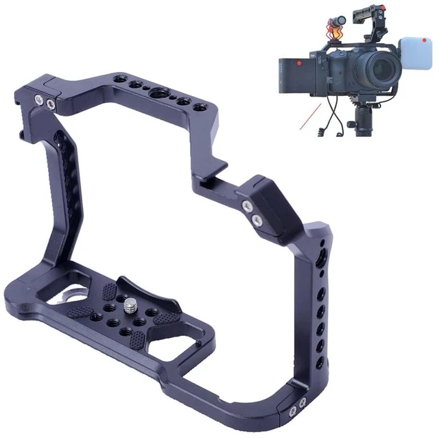 Main image of Camera Cage Compatible with Canon EOS R5 R6 R5C R5II R6II, with Arca-Swiss Fit Quick Release Plate, Aluminum Alloy DSLR Rig Stabilizer with Cold Shoe, 1/4" & 3/8" Holes for Filmmaking, Video Shooting