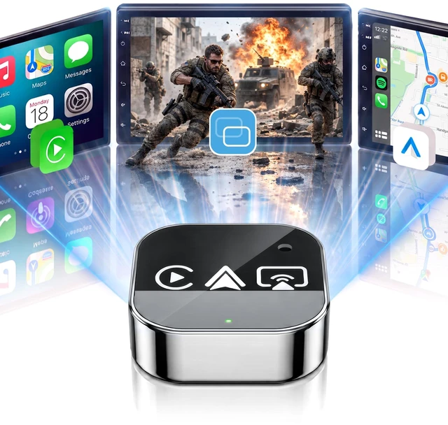 Main image of WATSABRO 2026 3-in-1 Wireless CarPlay Adapter, Android Auto & AirPlay | Plug and Play, Screen Mirroring, Auto-Reconnect, Dual USB-A/Type-C, AirPlay When Parked, for Wired CarPlay, FCC, OTA