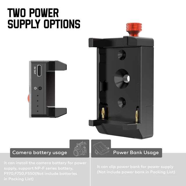 Alt view image 3 of 5 - Vrriis Adjustable Battery Mounting Bracket for Wireless HDMI Transmitter and Receiver, Adapter Plate Compatible With NP-F Battery, Type-C USB-A Output With 1/4" Mount