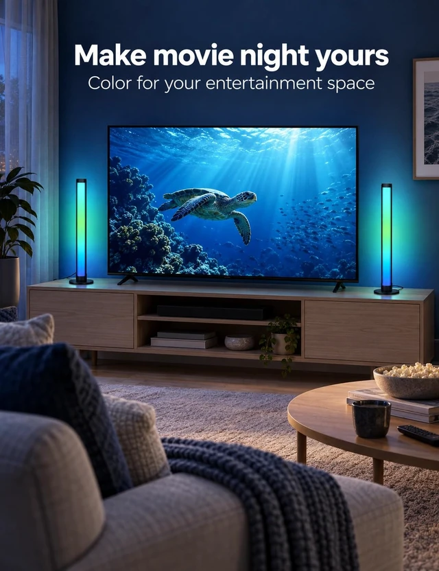 Alt view image 2 of 7 - PEYPLAY Smart RGB Ambient LED Light Bars, 2 Pack, for Gaming Room, PC and Home Décor, USB Powered Mood Lighting with Music Sync, Alexa, App & Voice Control, Adjustable Brightness, DIY Effects