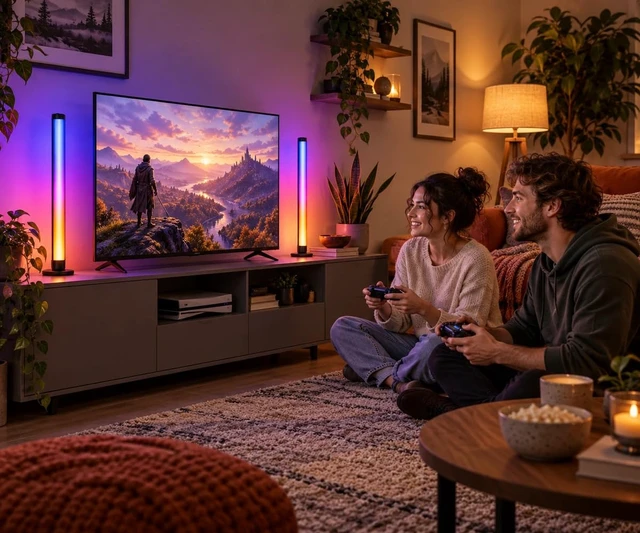 Alt view image 7 of 7 - PEYPLAY Smart RGB Ambient LED Light Bars, 2 Pack, for Gaming Room, PC and Home Décor, USB Powered Mood Lighting with Music Sync, Alexa, App & Voice Control, Adjustable Brightness, DIY Effects