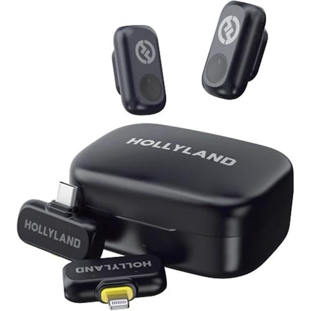 Alt view image 2 of 7 - Hollyland Lark A1 Combo 2-Person Wireless Microphone System with USB-C and Lightning Connectors for Mobile Devices (Space Gray, 2.4 GHz) with Cleaning Cloth Bundle